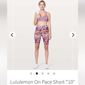 Lululemon On Pace Bike Short - Sz 6,  10" inseam - Sun Dazed Multi Pink